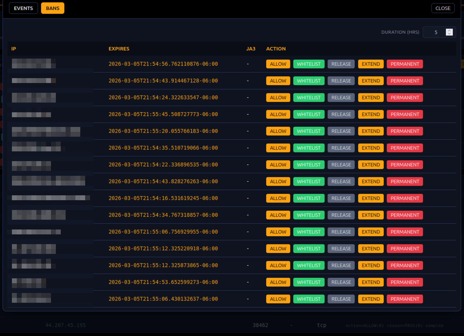 HoneyMesh defense activity view